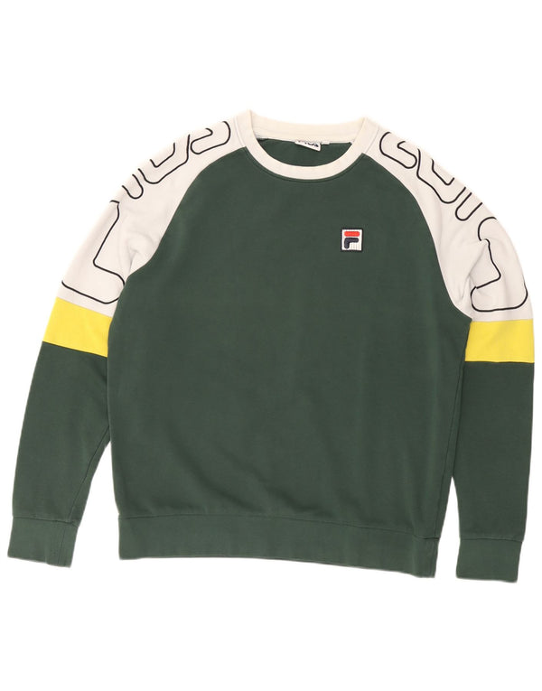 FILA Felpa grafica da uomo Maglione piccolo cotone color block verde