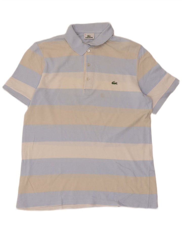 Polo da uomo LACOSTE taglia 4 in cotone a righe blu medio