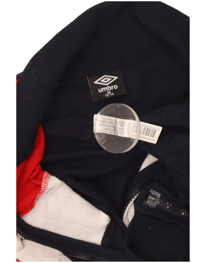 UMBRO Boys Tracksuit Top Jacket 13-14 Years Medium Navy Blue Colourblock