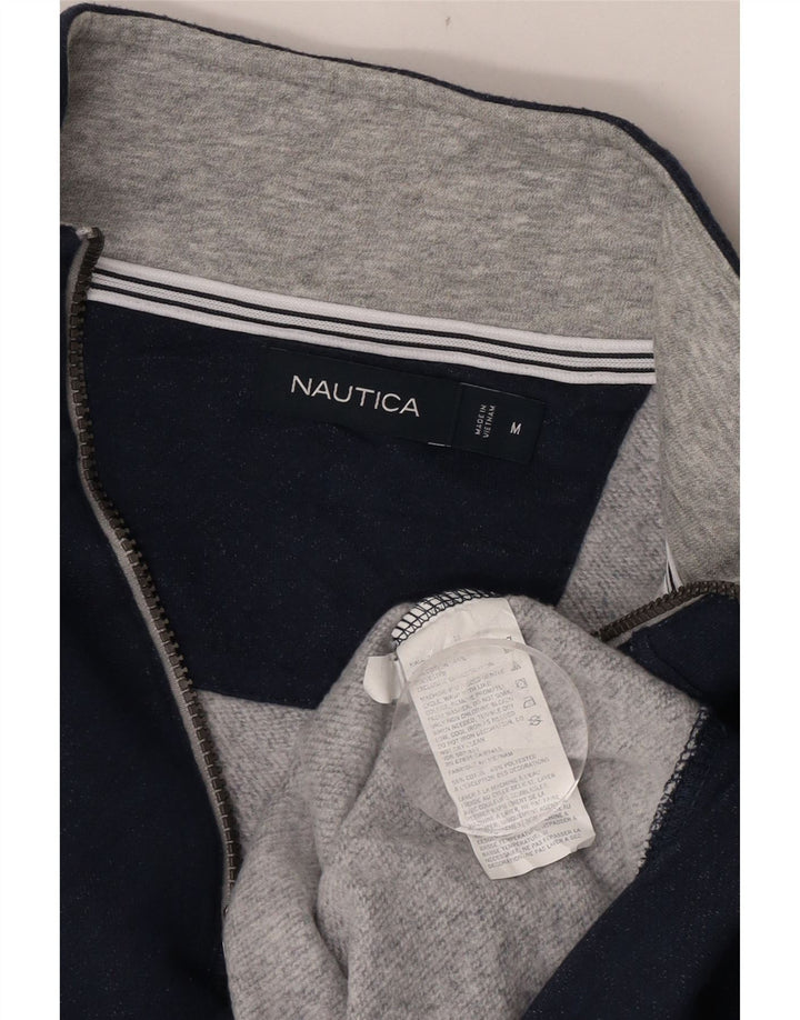 Felpa da uomo con collo con zip Nautica, maglione medio, in cotone blu navy