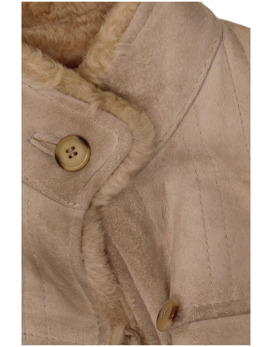 Cappotto in shearling vintage da donna IT 46 grande in pelle beige