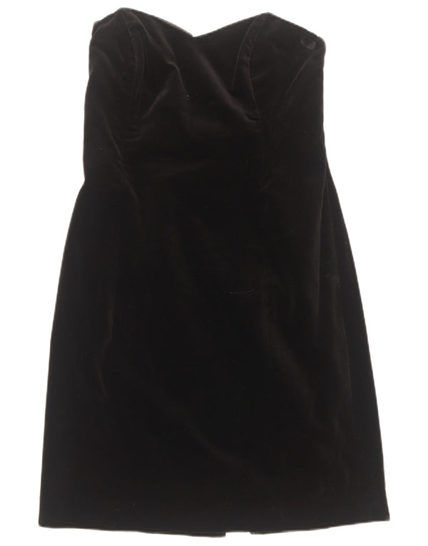 Abito senza spalline in velluto da donna Laura Ashley UK 16 grande cotone nero