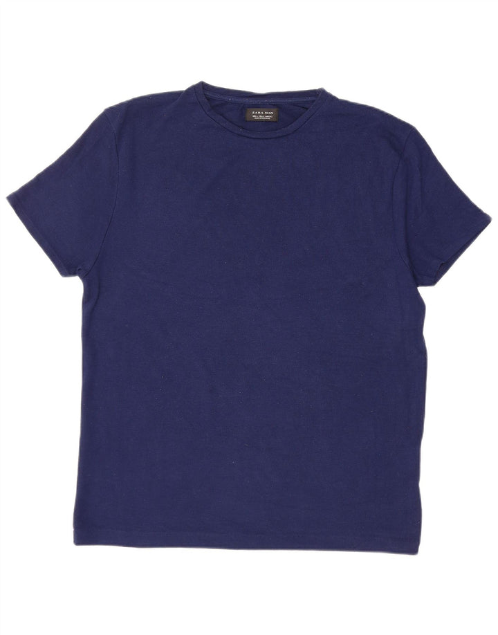 ZARA Maglietta da Uomo Top Large Blu Navy in Poliestere