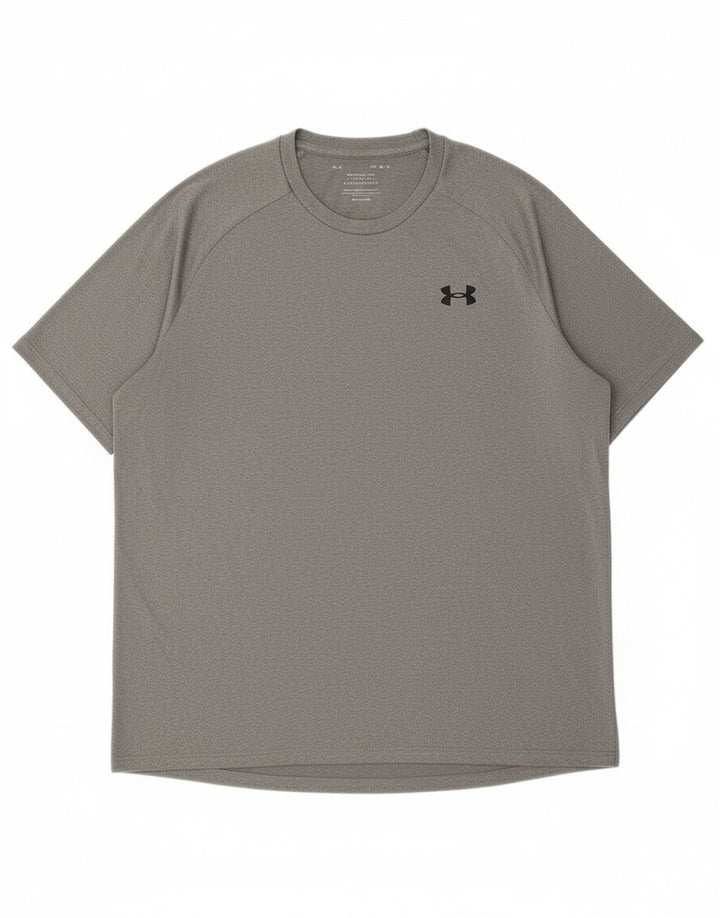 UNDER ARMOUR Mens Heat Gear T-Shirt Top Medium Grey Polyester