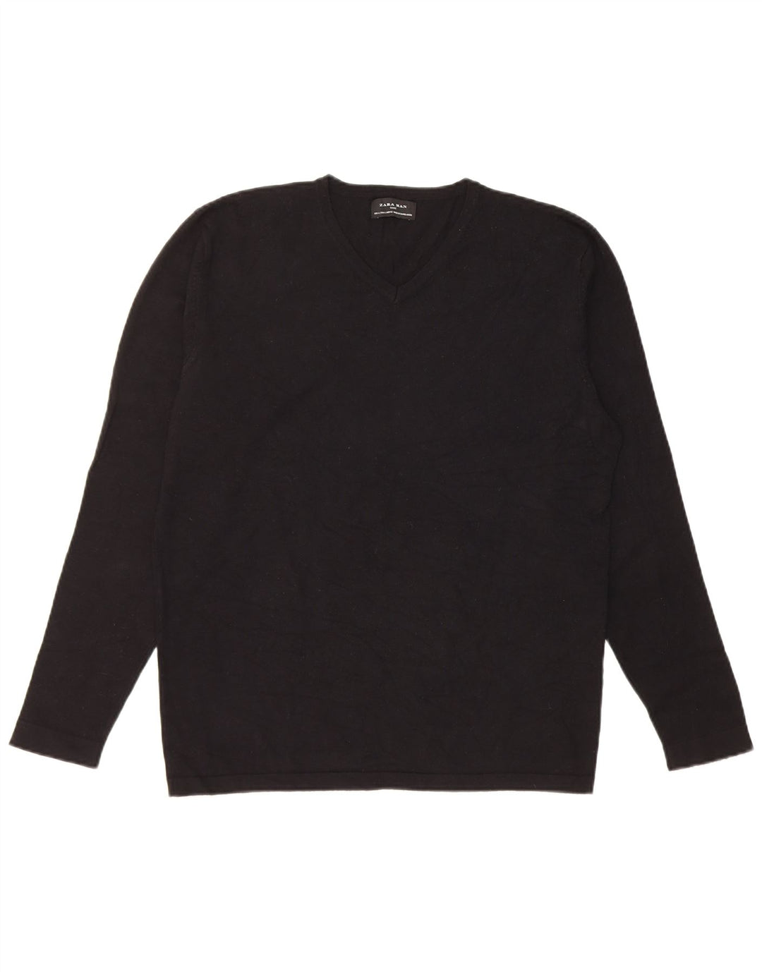 Maglione Zara da uomo con scollo a V grande in viscosa nera