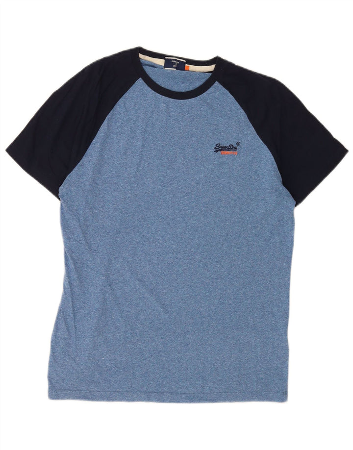 T-shirt da uomo Superdry Top Large in cotone color block blu
