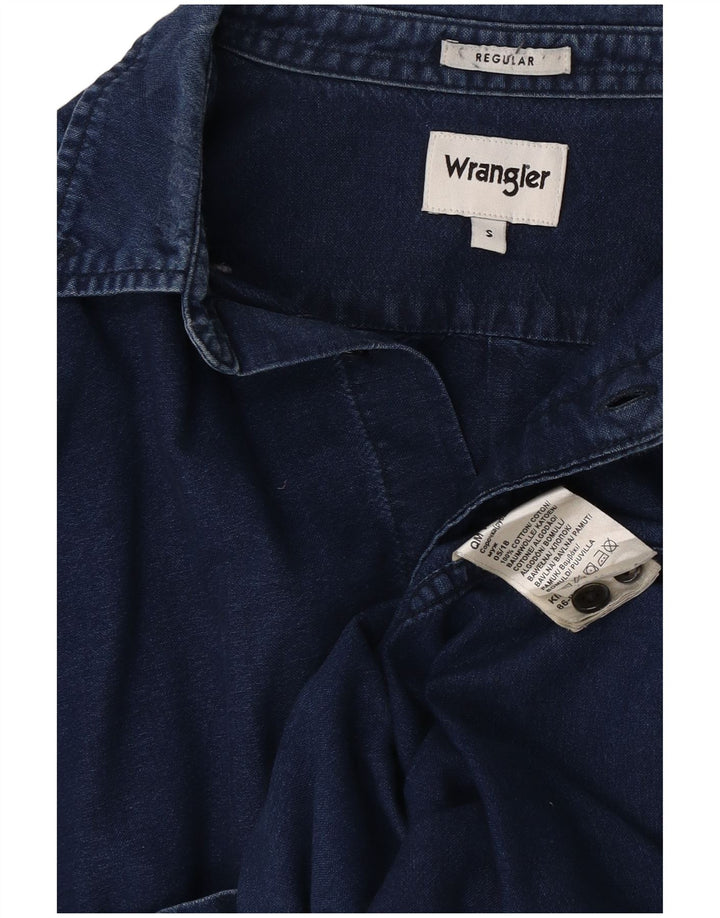 Camicia di jeans da uomo Wrangler piccola in cotone blu navy