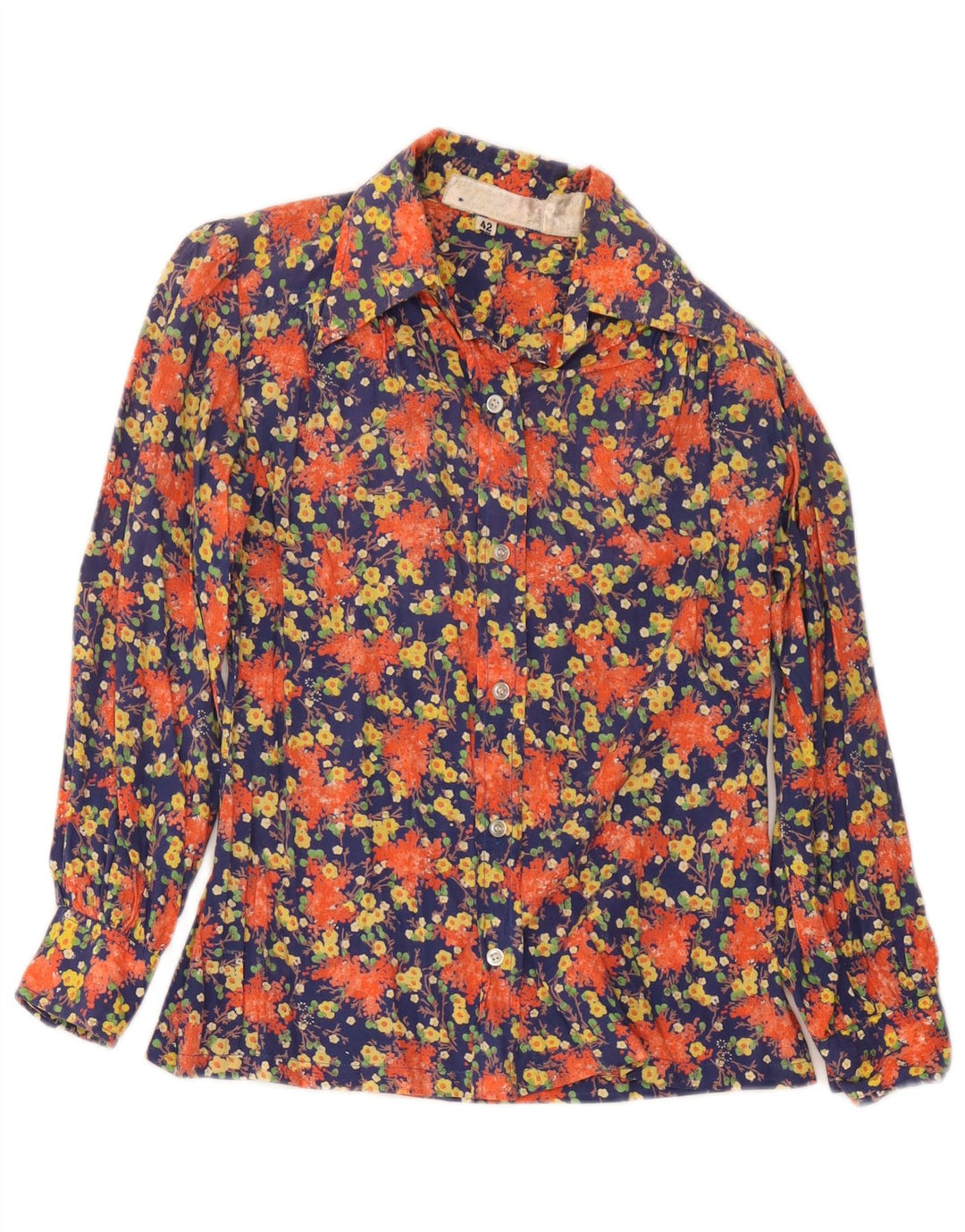 Camicetta camicia vintage da donna IT 42 media floreale multicolore