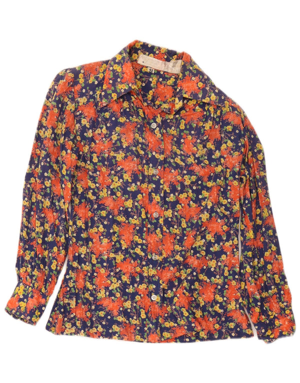 Camicetta camicia vintage da donna IT 42 media floreale multicolore