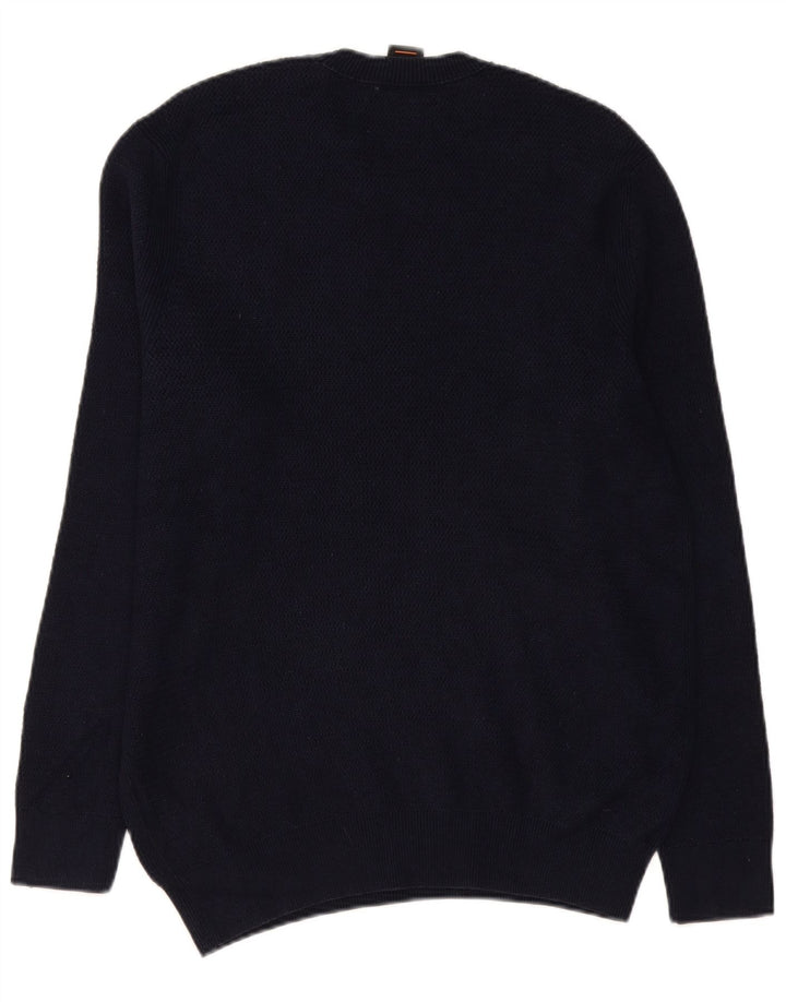 Maglione maglione girocollo da uomo Hugo Boss grande cotone blu navy