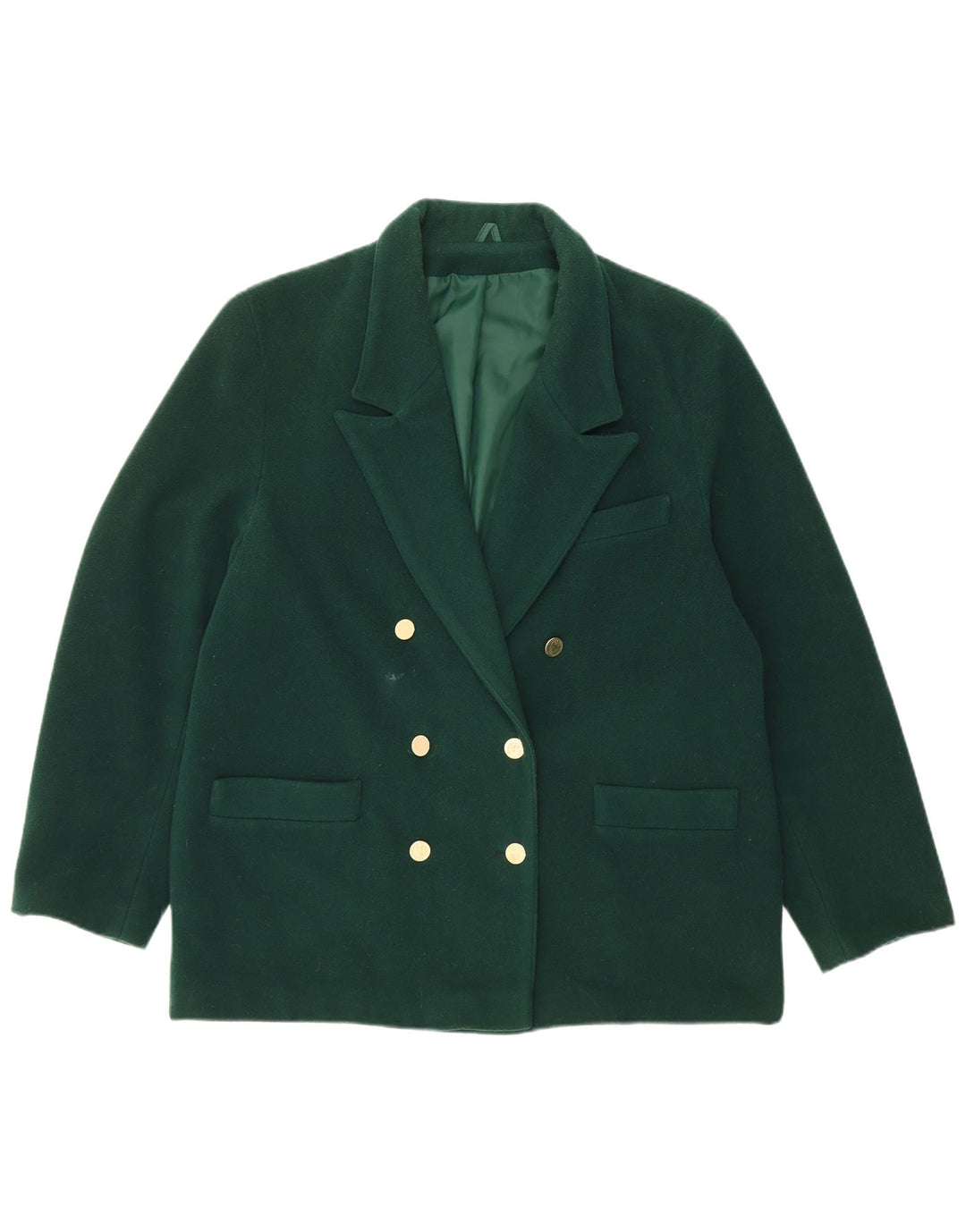 Giacca blazer doppiopetto vintage da donna UK 18 XL in lana verde