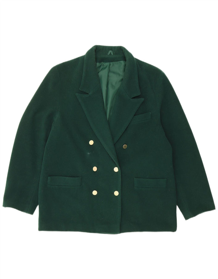 Giacca blazer doppiopetto vintage da donna UK 18 XL in lana verde
