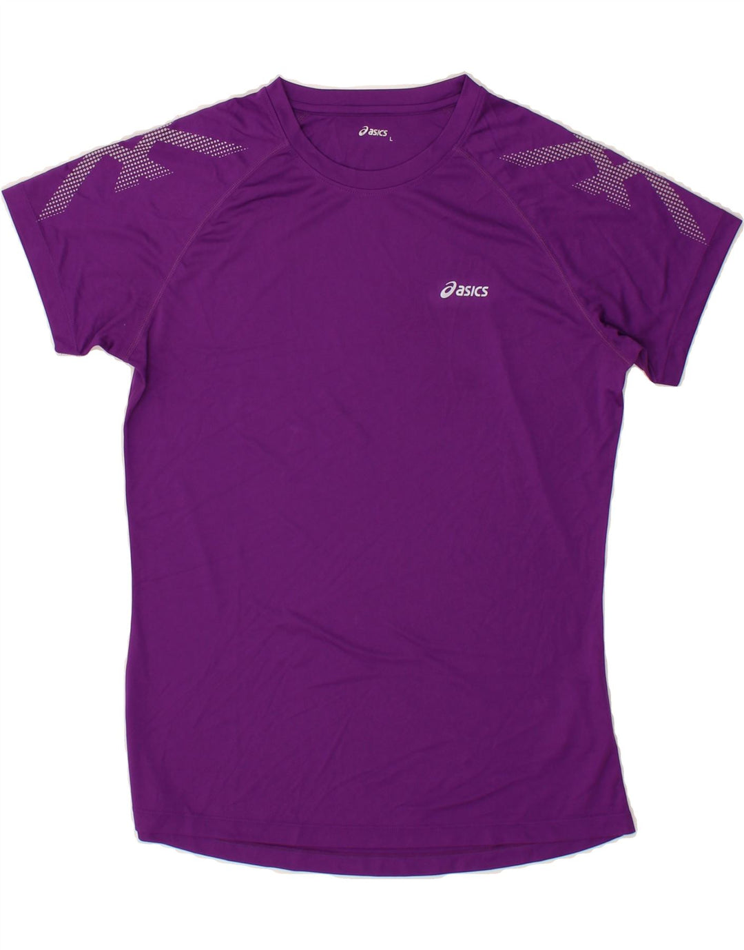 ASICS Womens T-Shirt Top UK 14 Large Purple Spotted Polyester Vintage Asics and Second-Hand Asics from Messina Hembry 