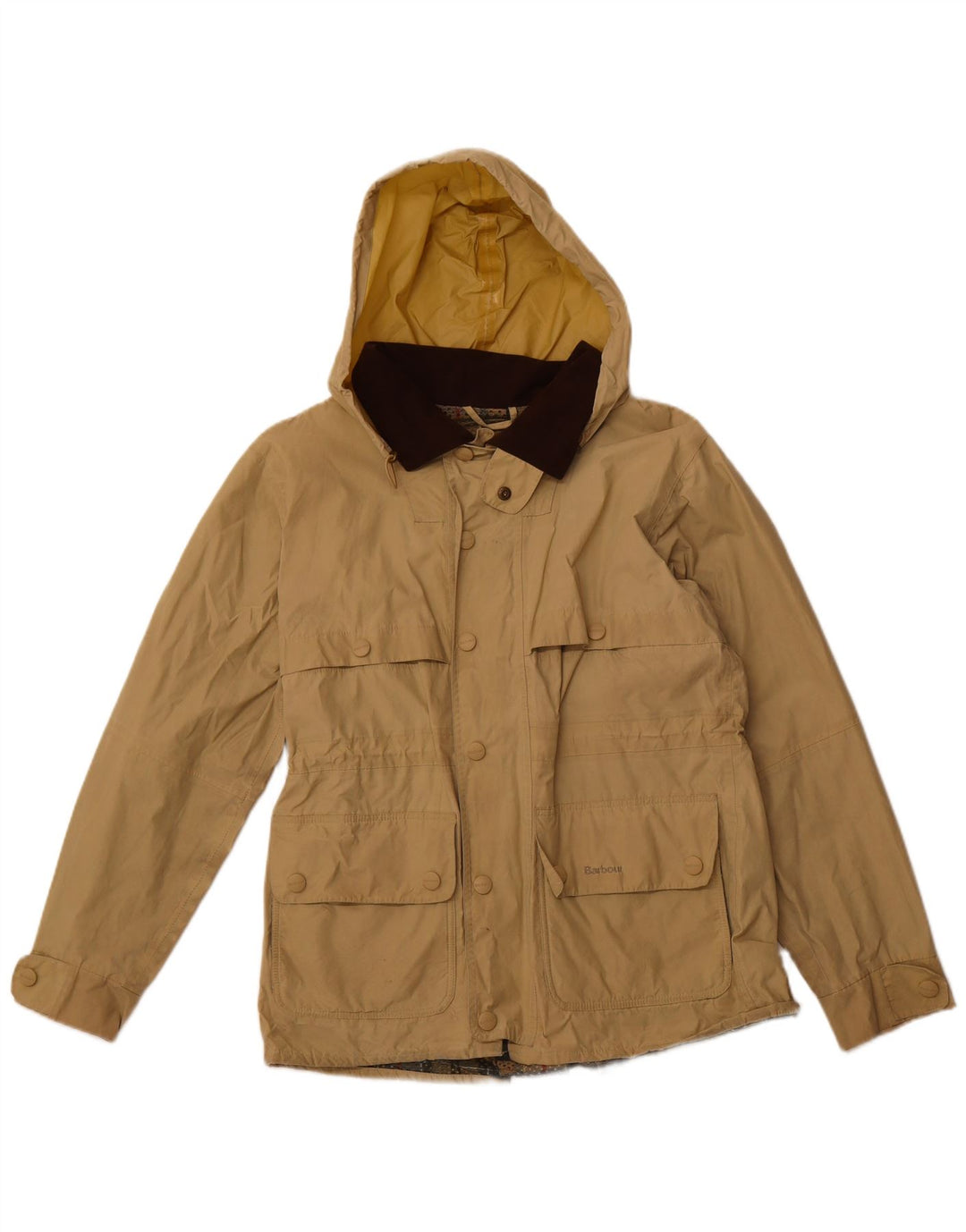 BARBOUR Giacca utilitaria da uomo con cappuccio UK 36 piccola in cotone beige