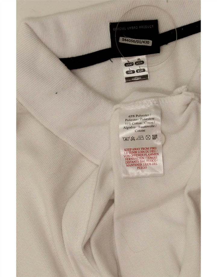 Polo Umbro da uomo grande in poliestere bianco