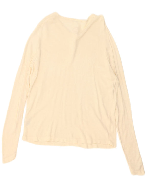Marks & Spencer Top da donna a maniche lunghe UK 16 Large Beige Acrilico