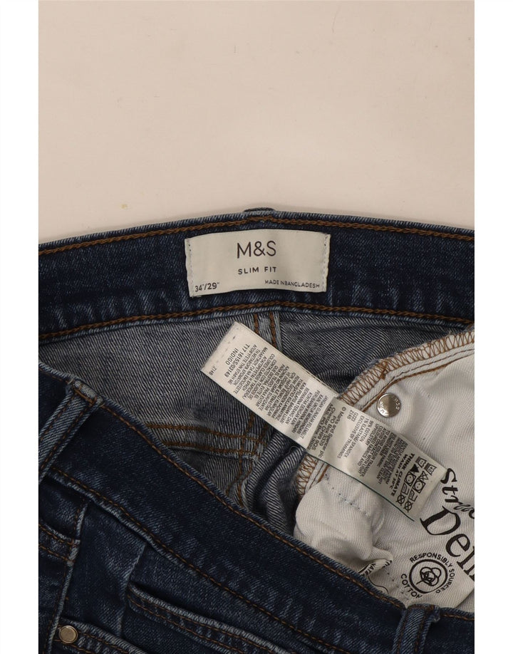 Jeans slim da uomo Marks & Spencer W34 L29 cotone blu