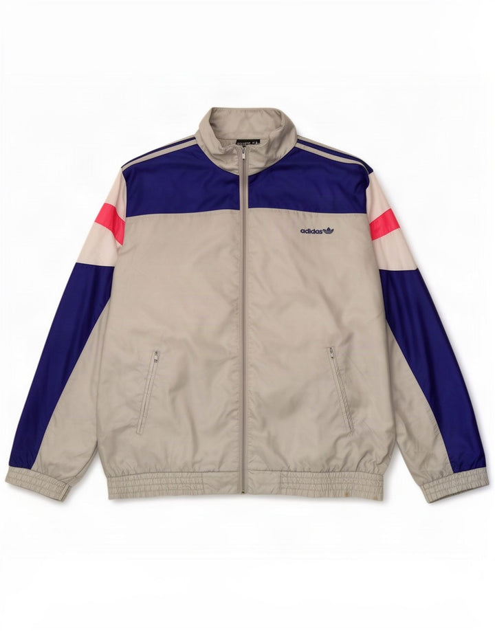 Giacca da tuta da uomo Adidas UK 38/40 Poliammide color block grigio medio