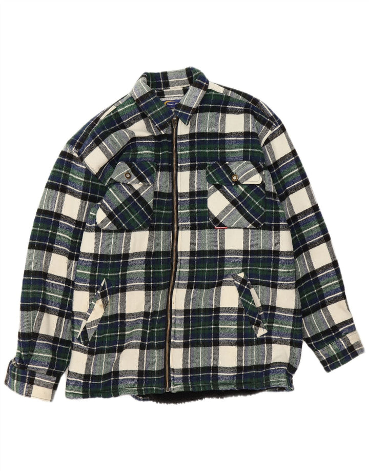 Camicia vintage da uomo in flanella a quadri verdi grandi