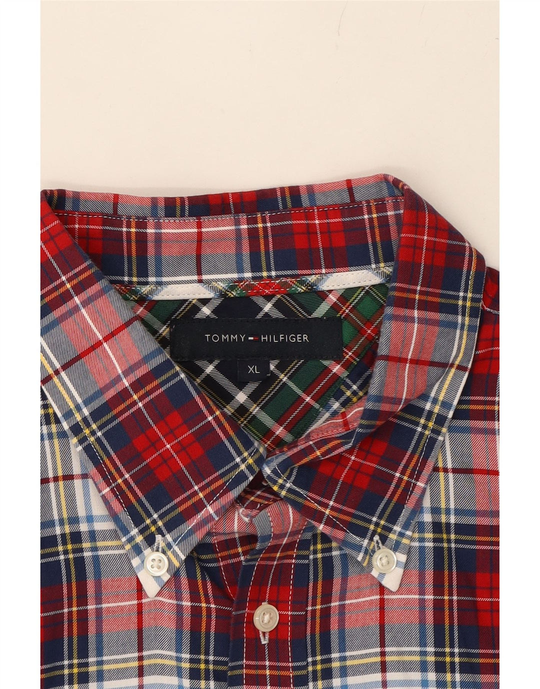TOMMY HILFIGER Mens Shirt XL Red Check Cotton Vintage Tommy Hilfiger and Second-Hand Tommy Hilfiger from Messina Hembry 