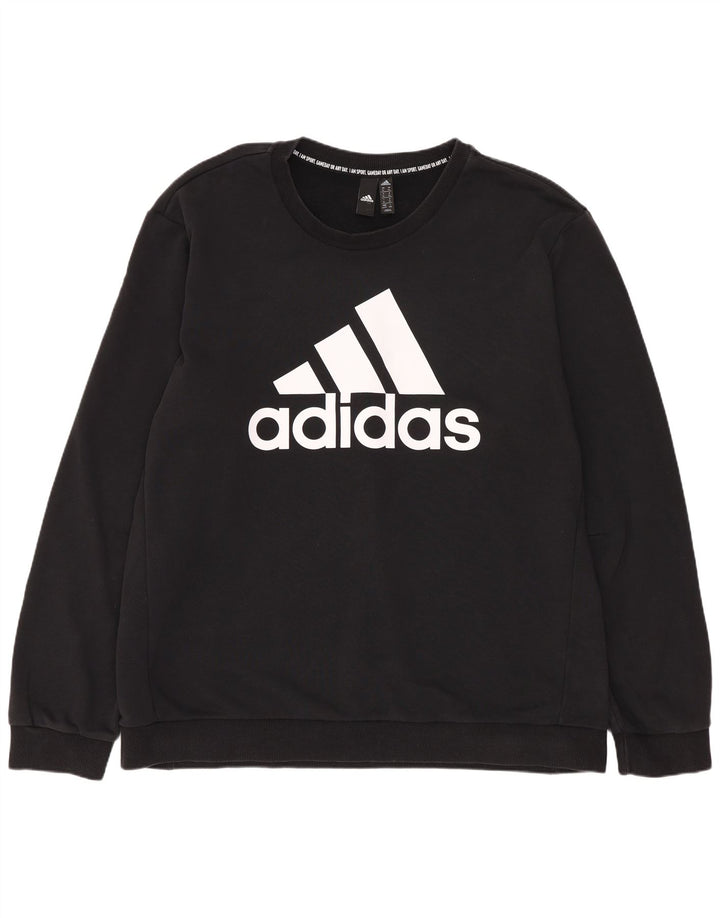 Felpa Adidas da uomo con vestibilità grafica regolare, maglione XL, cotone nero