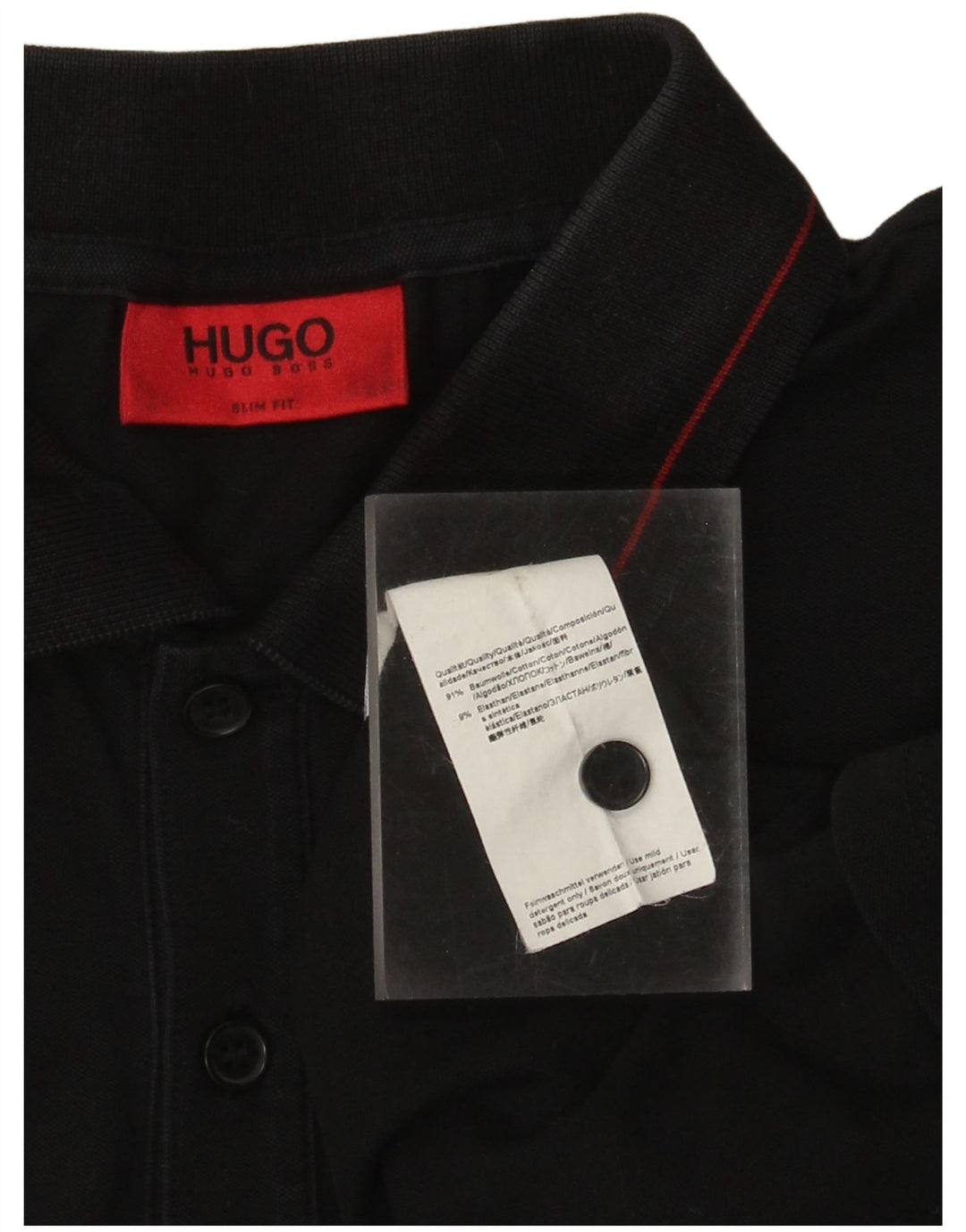 Polo HUGO BOSS da uomo slim fit in cotone nero medio