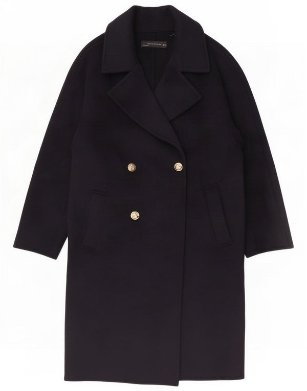 Zara Womens Double Breasted Coat UK 14 Medium Navy Blue
