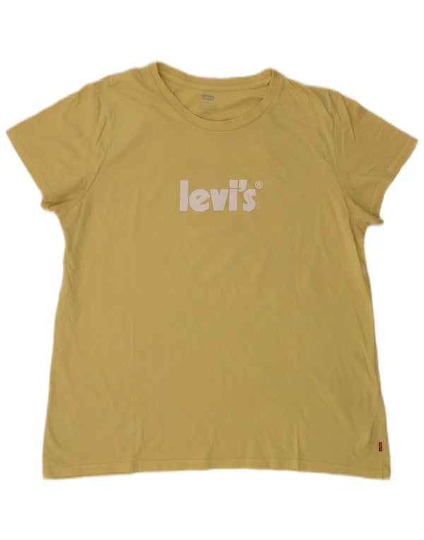 T-shirt grafica da donna LEVI'S Top UK 18 XL cotone giallo