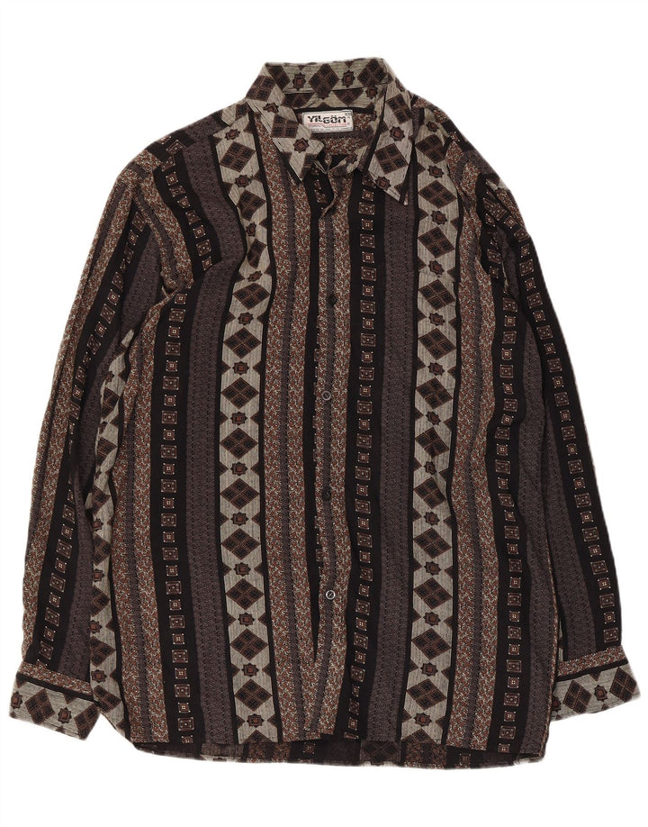 Camicia vintage da uomo 2XL nera geometrica