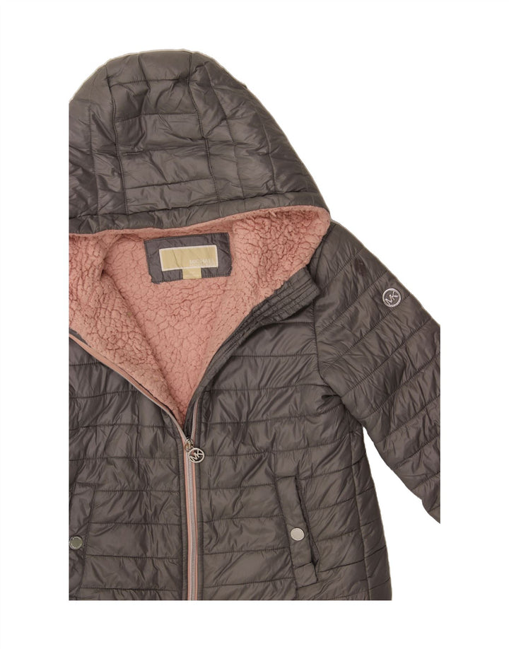 MICHAEL KORS Girls Hooded Padded Jacket 10-11 Years Grey Nylon Vintage Michael Kors and Second-Hand Michael Kors from Messina Hembry 