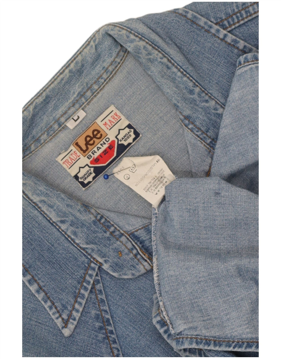 Camicia in denim da uomo Lee grande in cotone blu