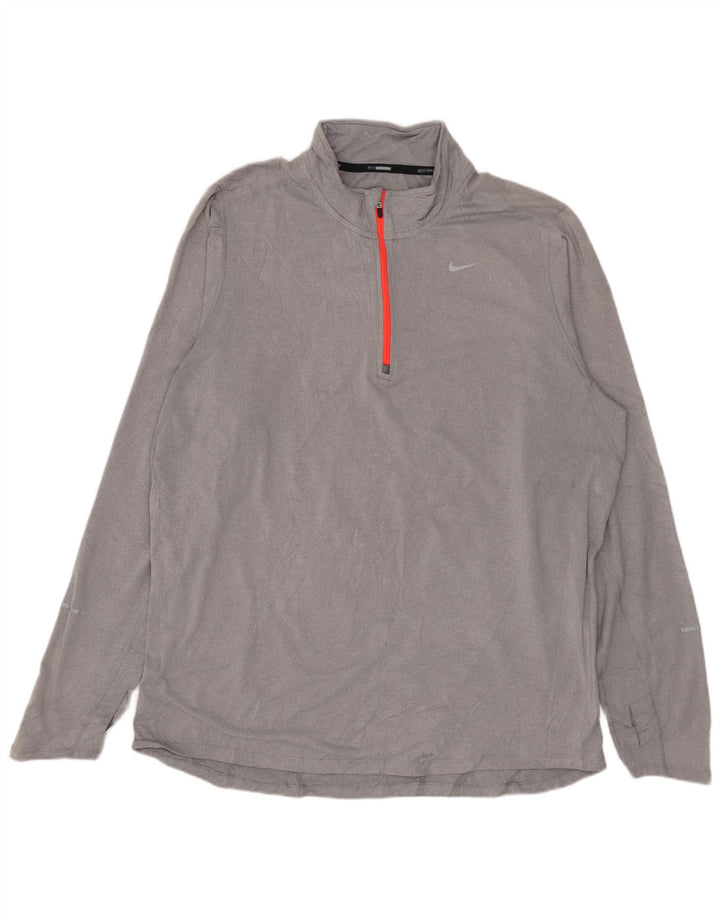 Nike Uomo Dri Fit Pullover Pullover Tuta Top Large Grigio Poliestere