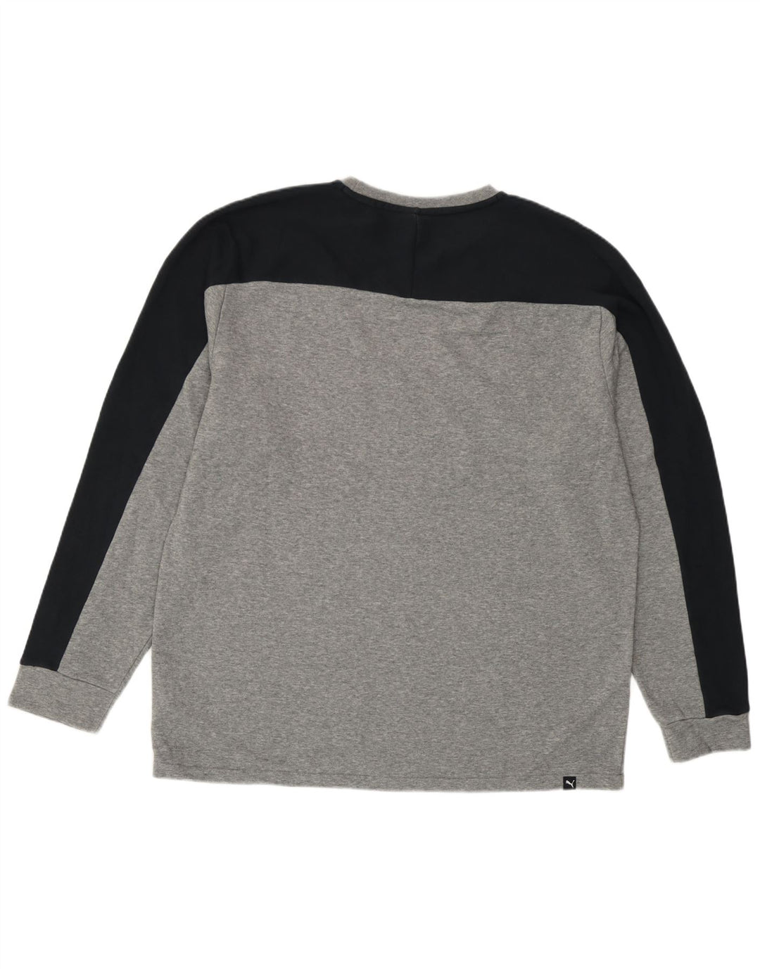 Puma Maglietta grafica da uomo a maniche lunghe grande in cotone color block grigio