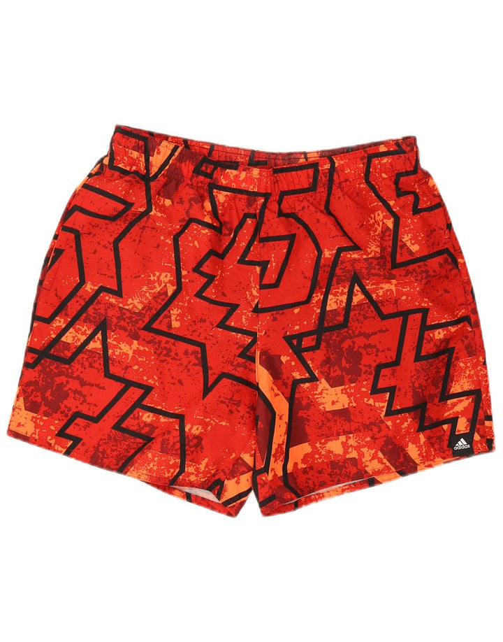 Pantaloncini da bagno Adidas da uomo rosso medio geometrico