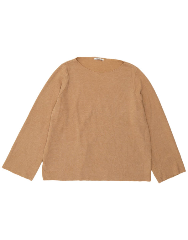 Top Zara Trafaluc da donna a maniche lunghe UK 16 Large Beige