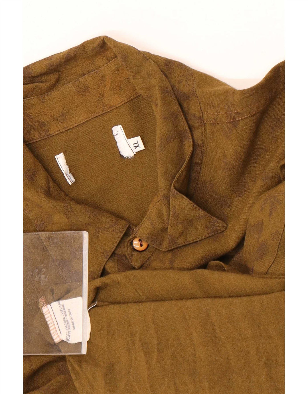 Camicia vintage da uomo XL in viscosa floreale kaki