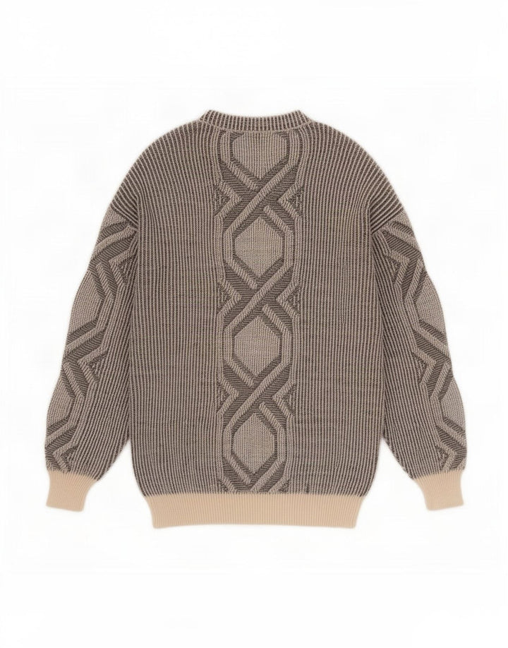 Maglione girocollo da uomo Nuova Moda in lana geometrica grigio medio