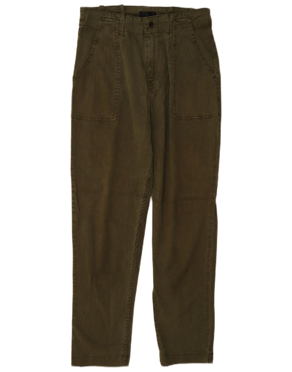 Pantaloni slim a vita alta da donna Topshop UK 10 piccoli W27 L27 cotone kaki