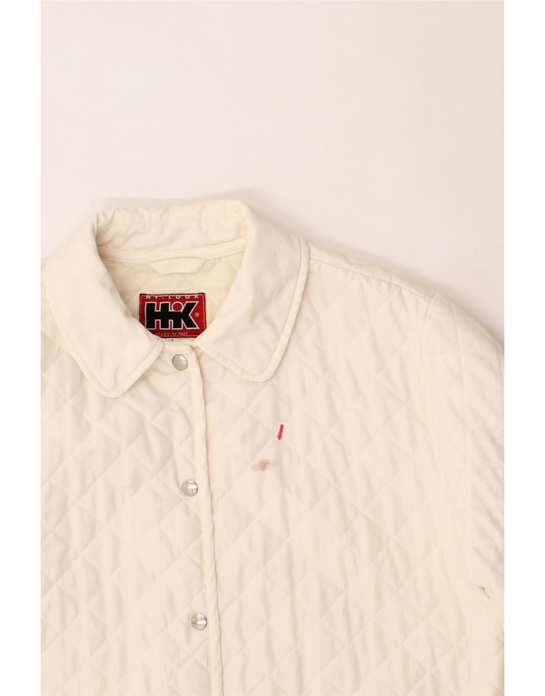 VINTAGE Womens Quilted Jacket UK 16 Large White Polyester Vintage Vintage and Second-Hand Vintage from Messina Hembry 