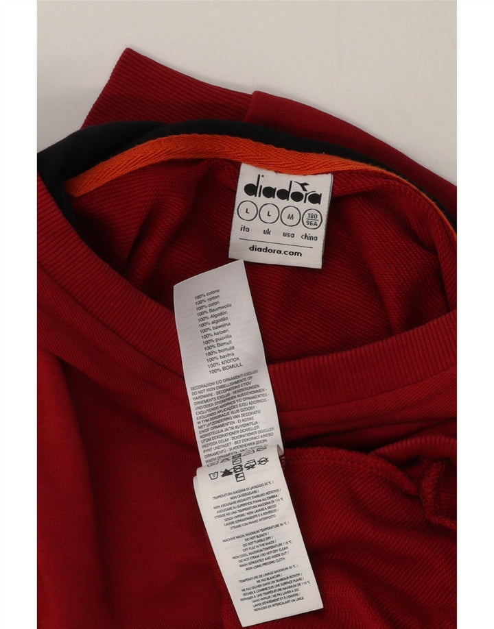 Felpa con cappuccio da uomo Diadora Large rossa in cotone
