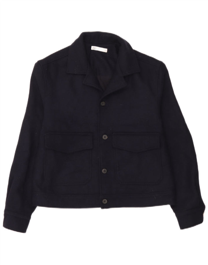 Giubbotto bomber da uomo Zara UK 38 medio in lana blu navy