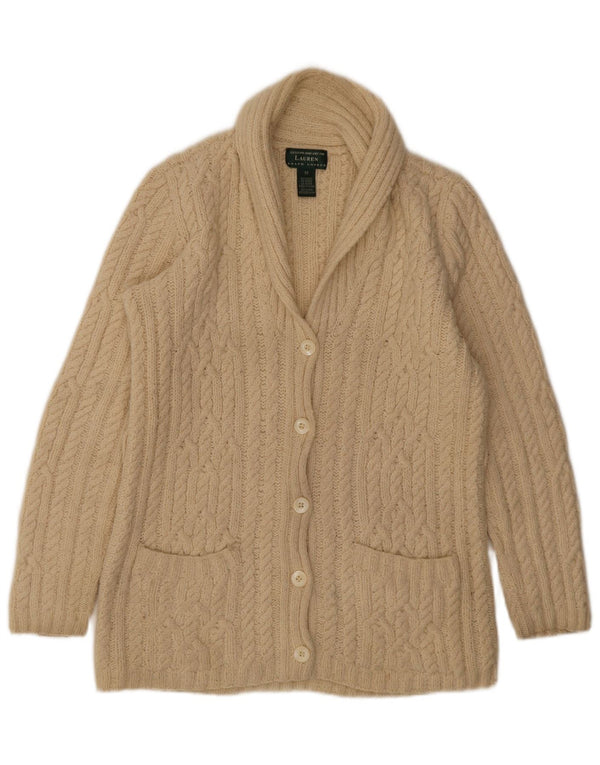 Ralph Lauren Womens Cardigan Sweater UK 14 Medium Off White Wool