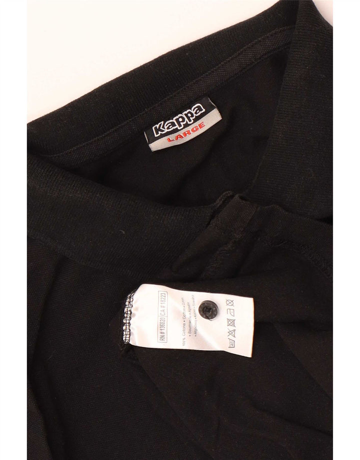 Polo Kappa Uomo Large Nera In Cotone