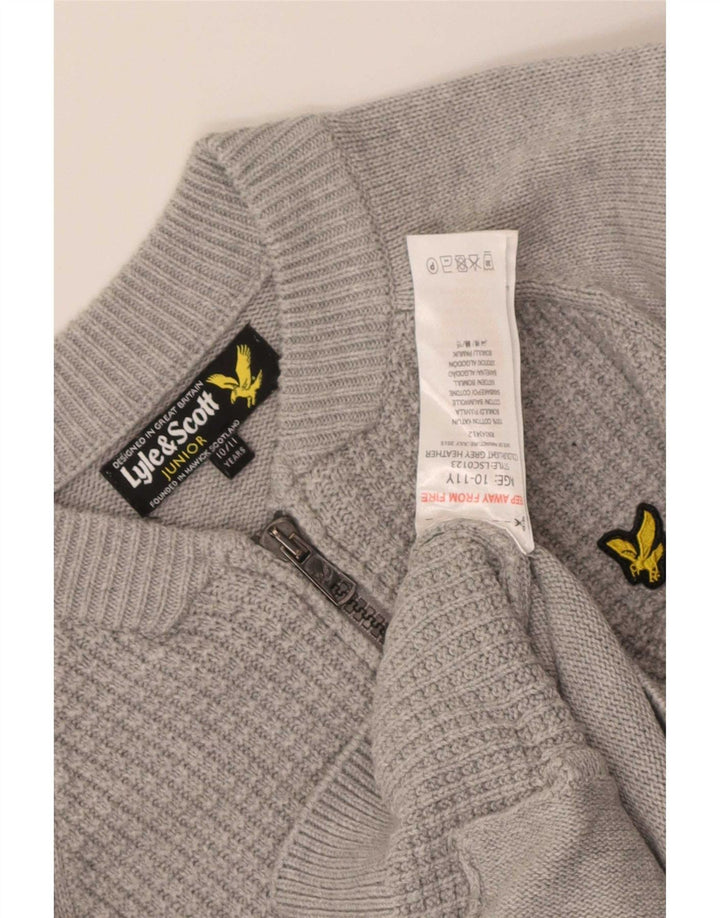 Maglione cardigan per ragazzi Lyle & Scott 10-11 anni in cotone grigio