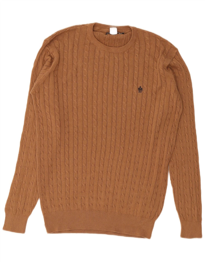 Maglione maglione girocollo da uomo French Connection in cotone marrone medio