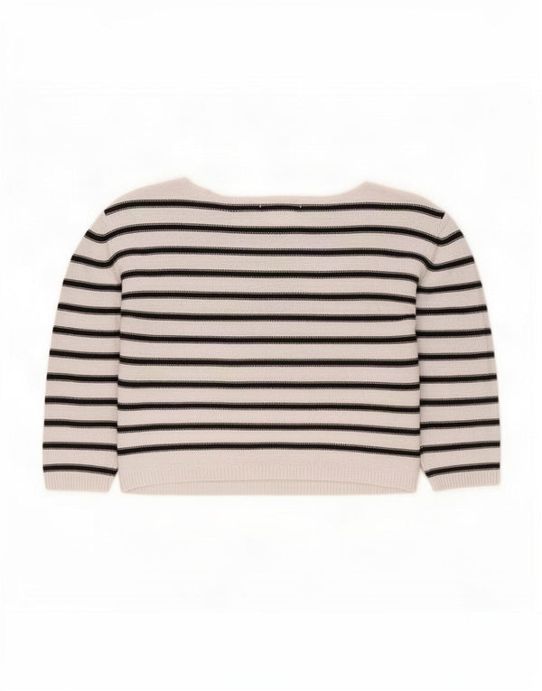 Maglione Zara da donna con scollo a barchetta e maniche a 3/4 UK 14 a righe bianche medie