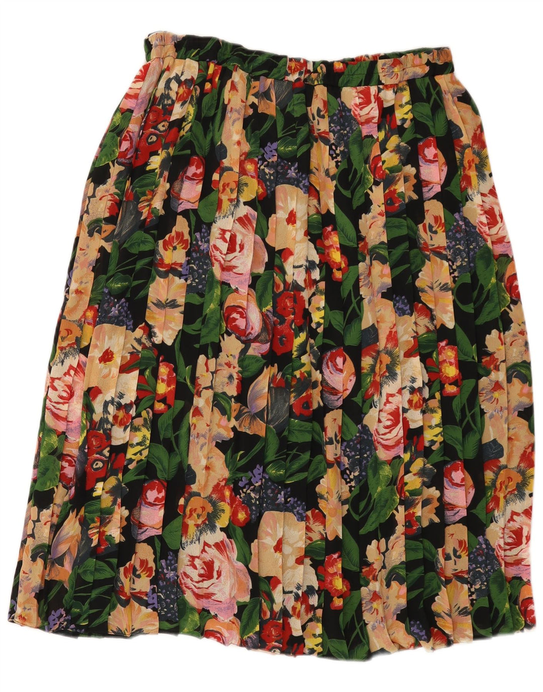 Gonna a pieghe vintage da donna IT 48 XL W38 Poliestere floreale multicolore