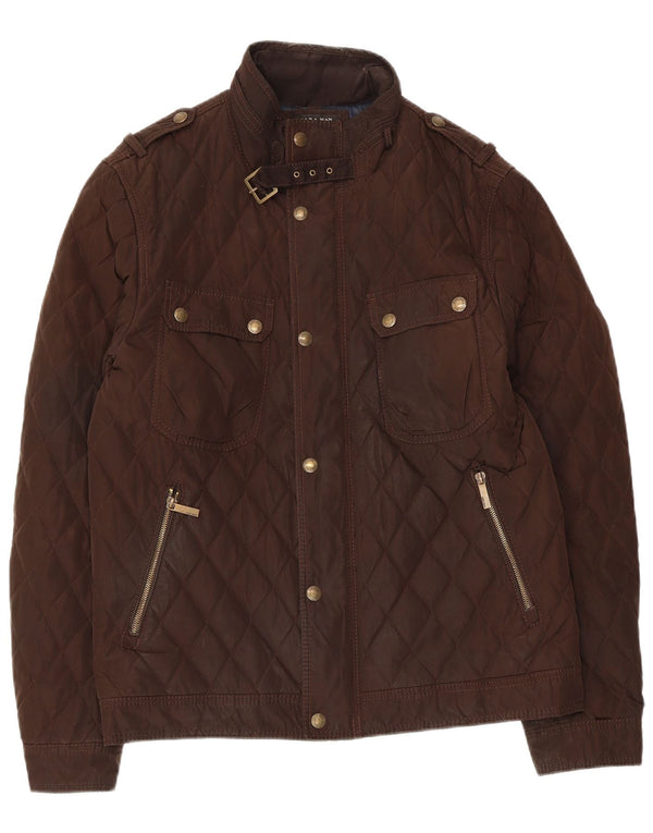 Giacca trapuntata militare da uomo Zara UK 42 XL Marrone