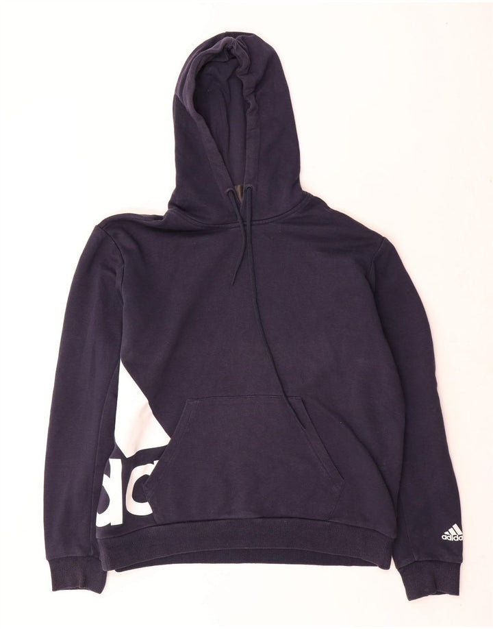 Felpa con cappuccio grafica da uomo Adidas Small in cotone blu navy