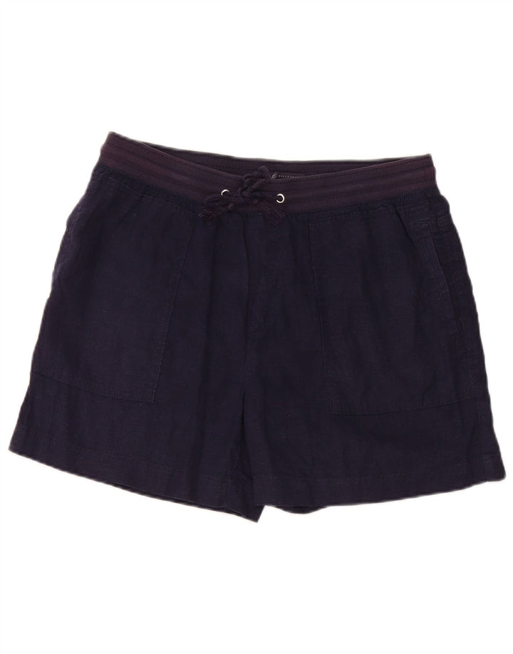 Pantaloncini chino da donna Marks & Spencer UK 12 medi W32 lino blu navy